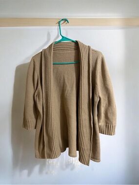 Source Unknown Tan Open-Front Shawl Collar Cardigan